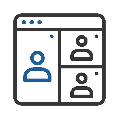 Animated icon of an online meeting taking place